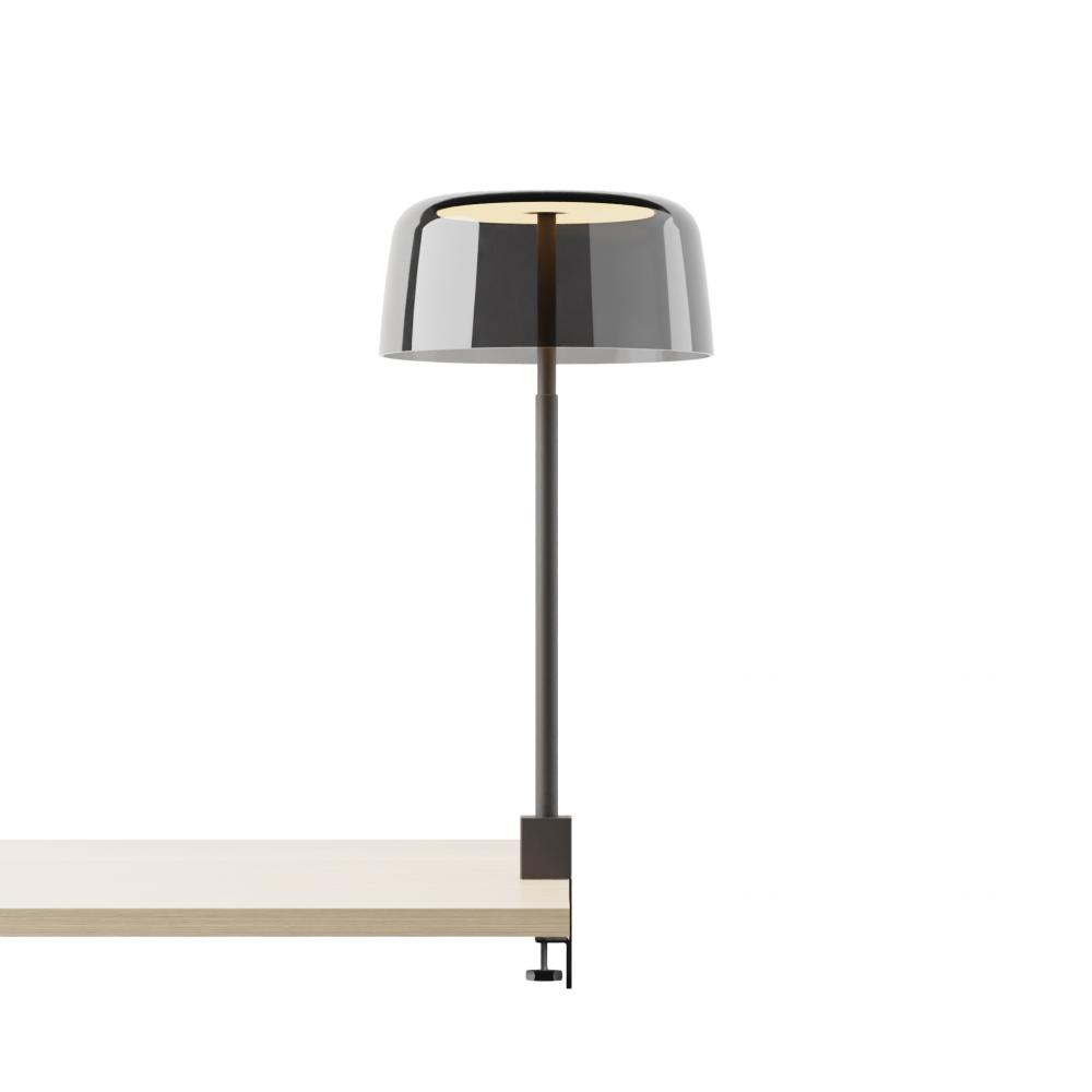 Yurei Co-Working Lamp (Matte Black) Edge Clamp with 14&#34; Acrylic Shade, Dark Gray