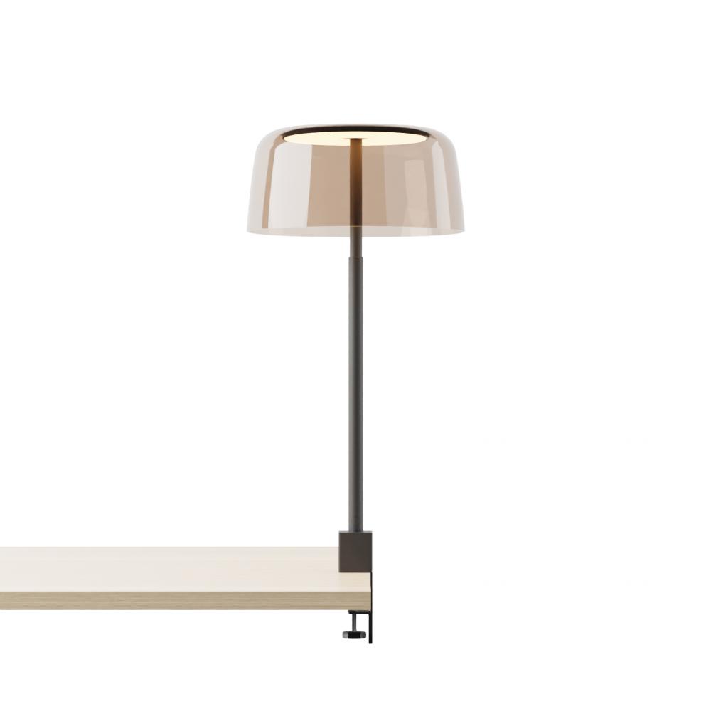 Yurei Co-Working Lamp (Matte Black) Edge Clamp with 14&#34; Acrylic Shade, Tea
