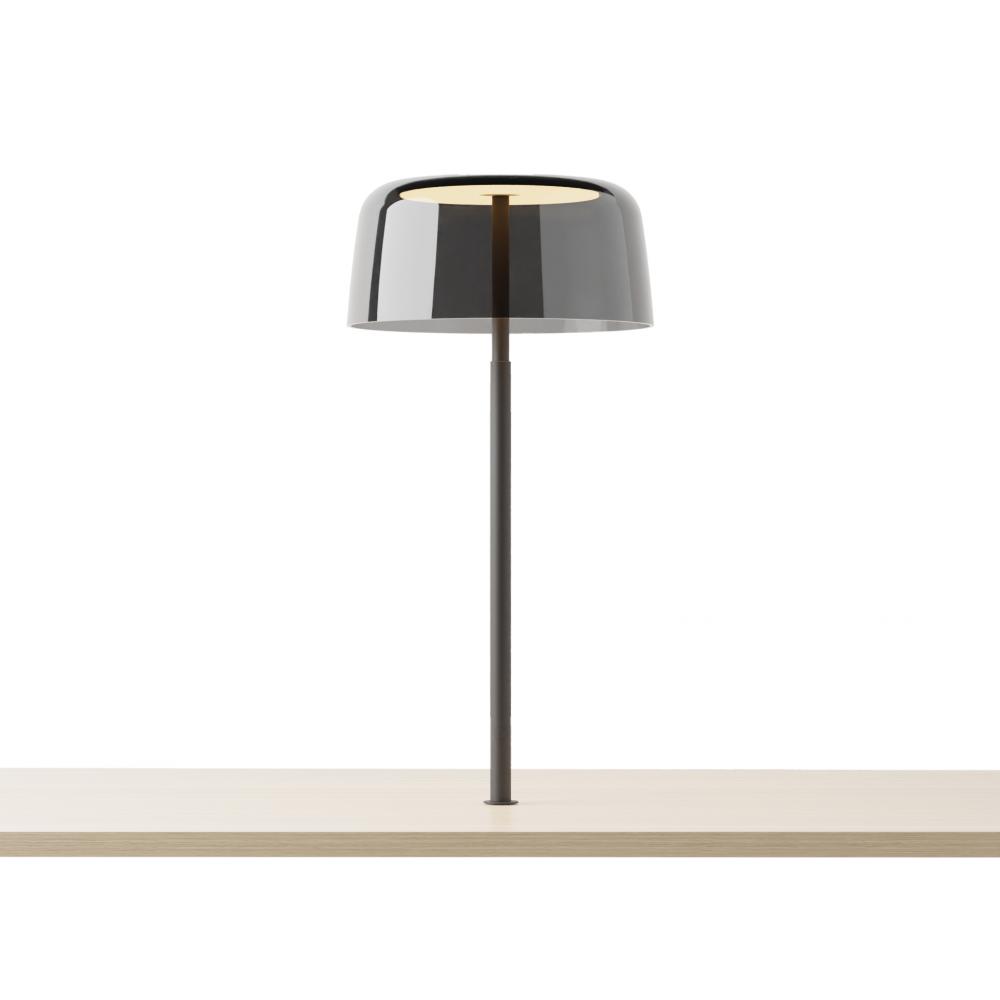Yurei Co-Working Lamp (Matte Black) with 14&#34; Acrylic Shade, Dark Gray