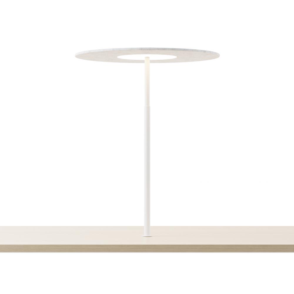 Yurei Co-Working Lamp (Matte White) with Acoustic Shade, Light Marble