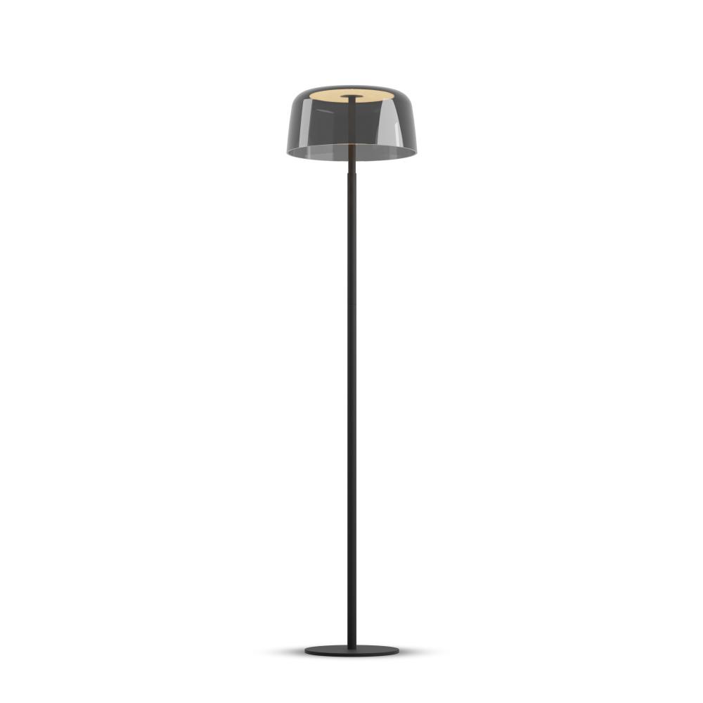 Yurei Floor Lamp (Matte Black) with 14&#34; Acrylic Shade, Dark Gray