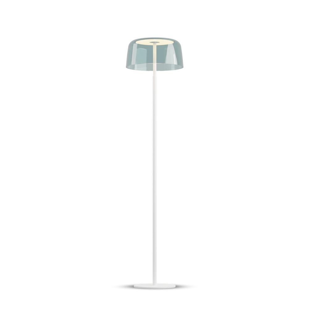 Yurei Floor Lamp (Matte White) with 14&#34; Acrylic Shade, Blue