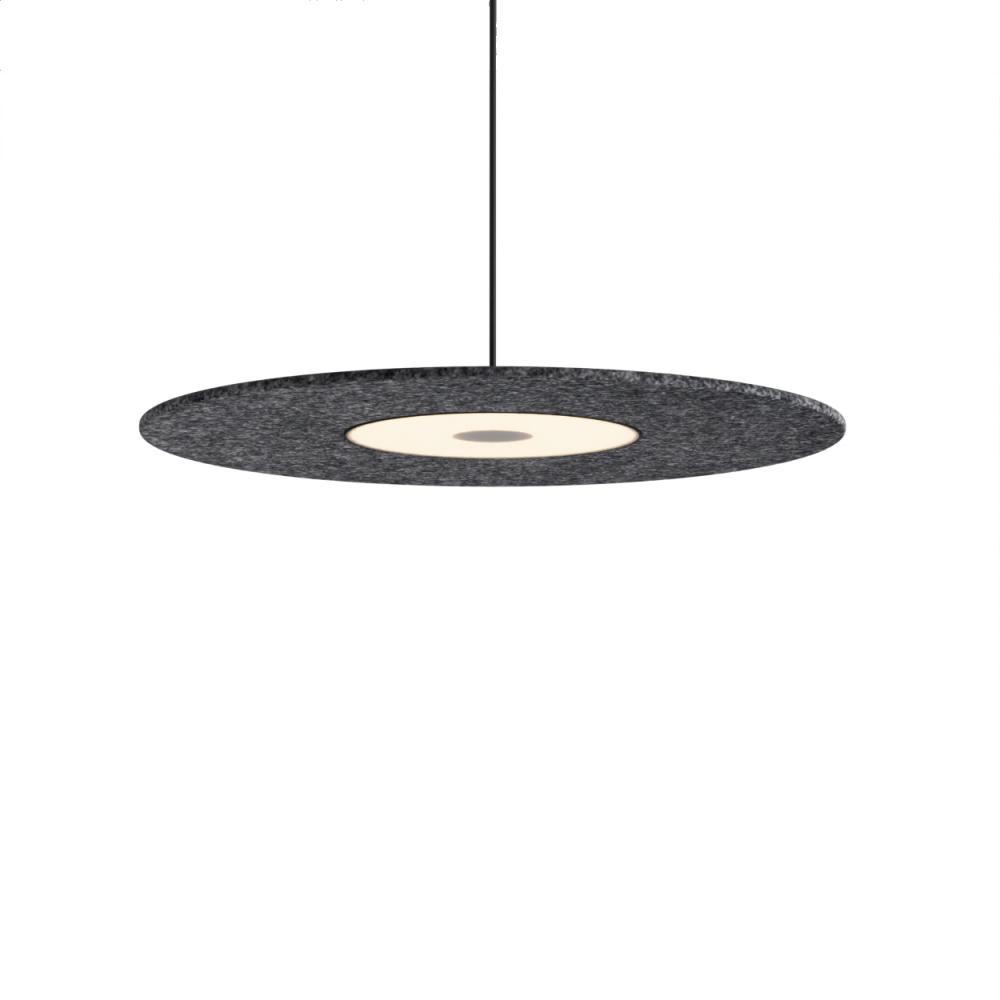 Yurei Single Pendant Lamp (Matte Black) with 22&#34; Acoustic Panel, Charcoal