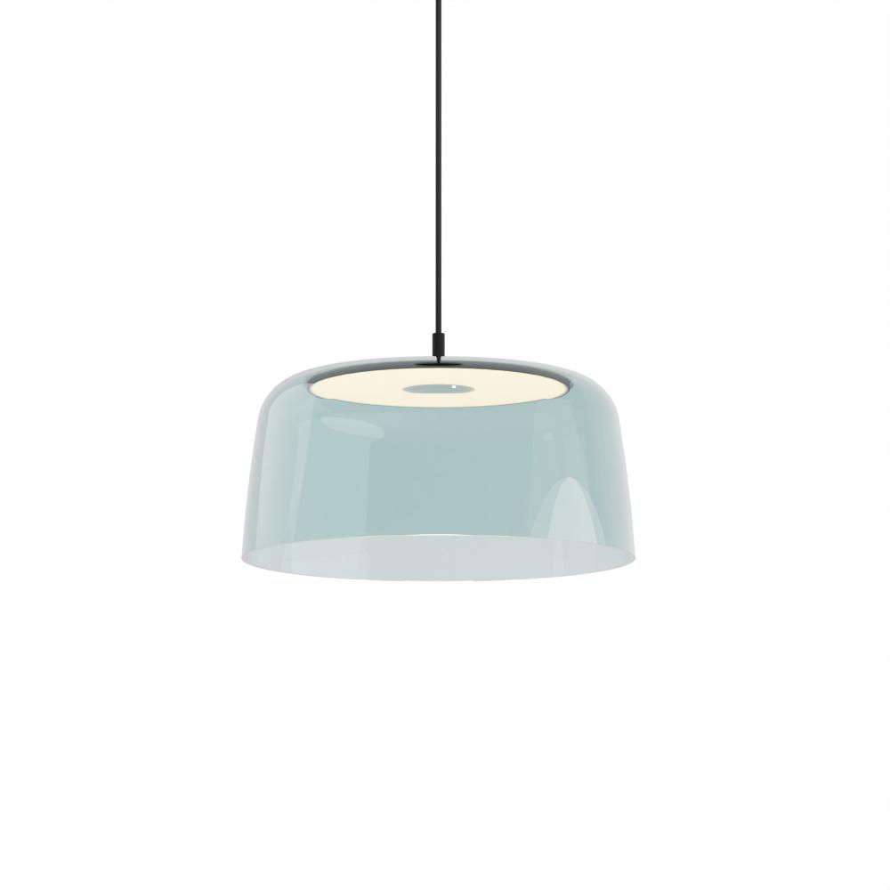 Yurei Single Pendant Lamp (Matte Black) with 14&#34; Acrylic Shade, Blue