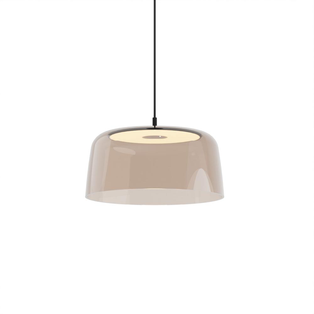 Yurei Single Pendant Lamp (Matte Black) with 14&#34; Acrylic Shade, Tea Brown