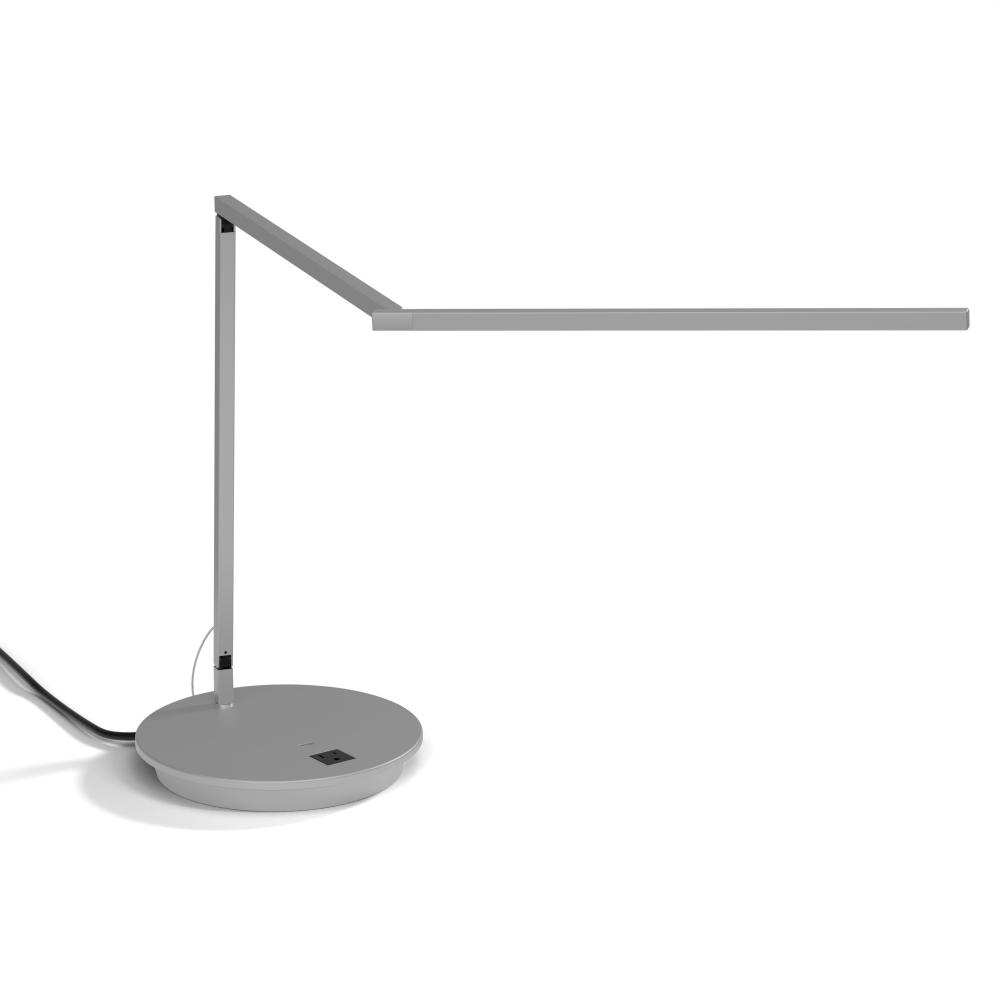 Z-Bar Desk Lamp Gen 4 (Warm Light; Silver) with 9&#34; Power Base (USB and AC outlets)