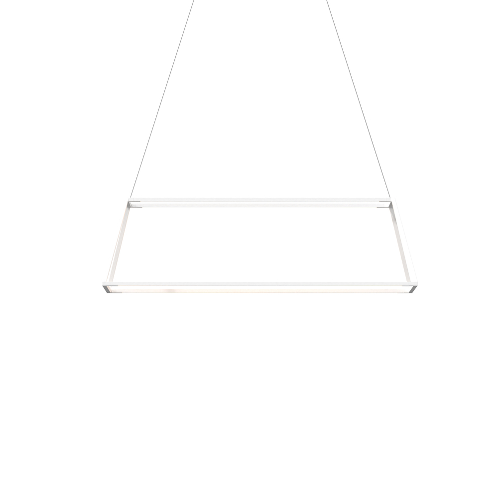 Z-Bar Pendant Rise Small Rectangle, Soft Warm, Matte White, 40&#34; x 14&#34; x 12&#34;