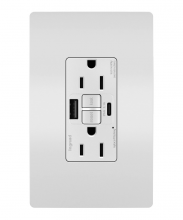 Legrand Radiant 1597TRUSBACW - radiant Tamper-Resistant 15A Duplex Self-Test GFCI Receptacles wt SafeLock Protection, USB Type