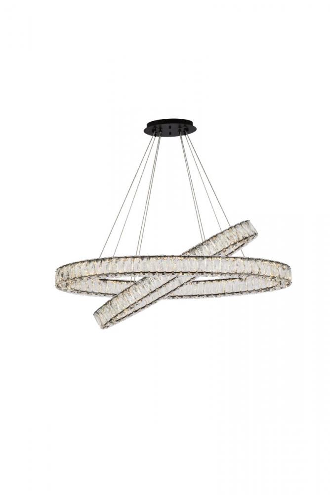 Monroe 40 inch LED oval double ring pendant in black