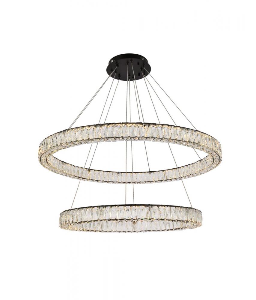 Monroe 42 inch LED round double ring pendant in black