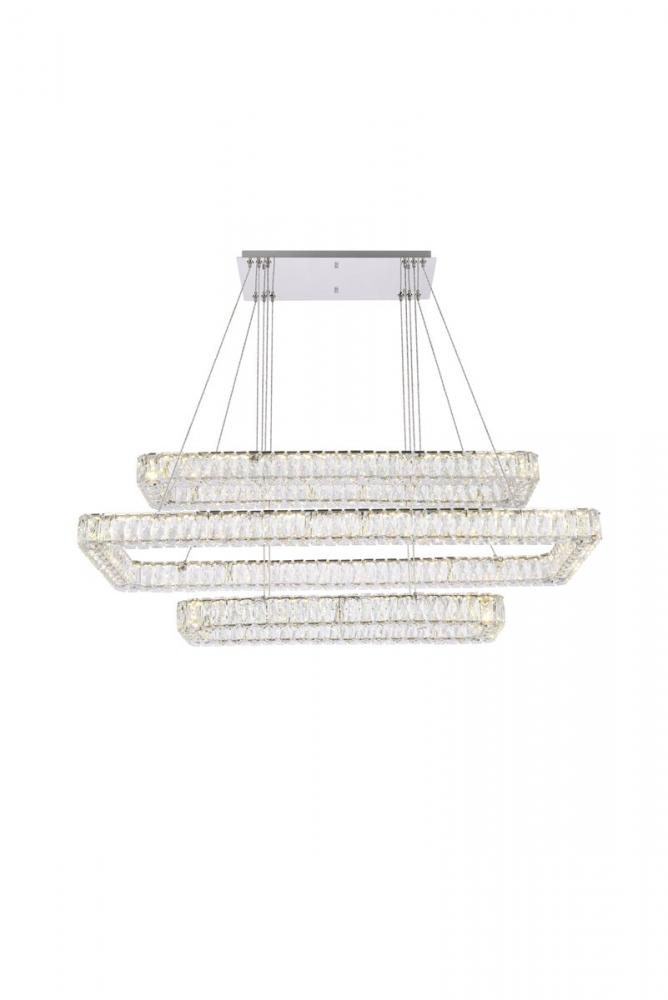 Monroe 50 inch LED triple rectangle pendant in chrome