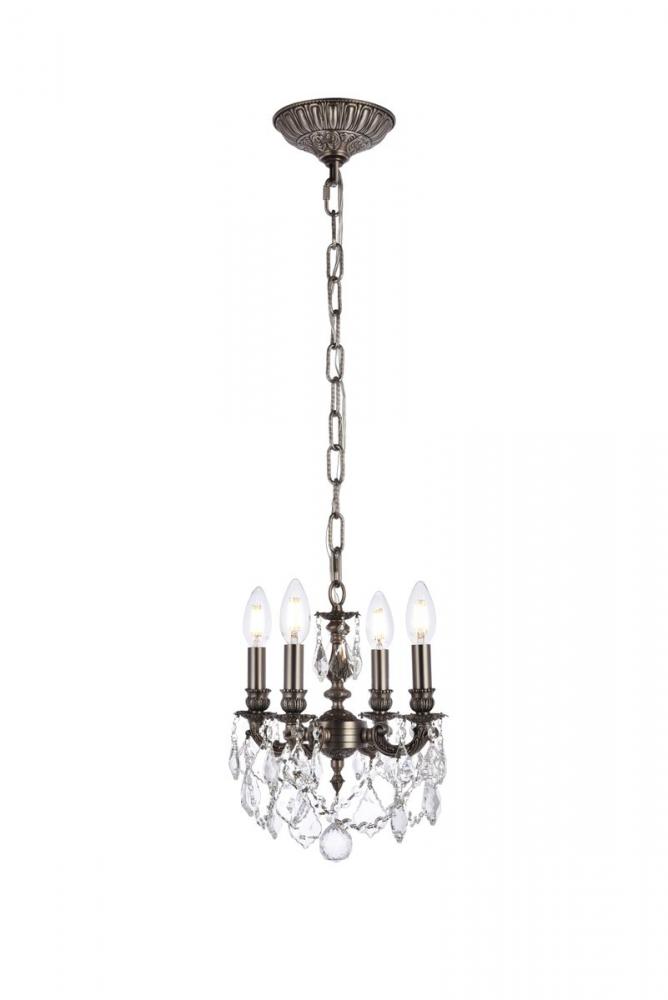 Lillie 4 Light Pewter Pendant Clear Royal Cut Crystal