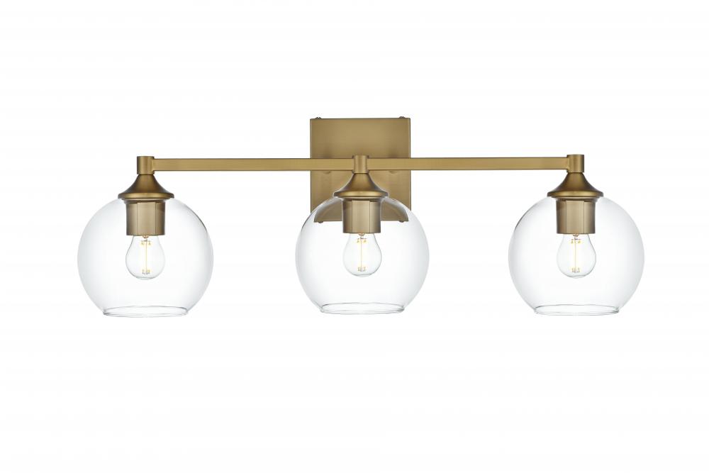 Wall sconce W24.8&#34;x E7.6&#34; x H8.9&#34;L3 Satin Gold frame with Clear glass