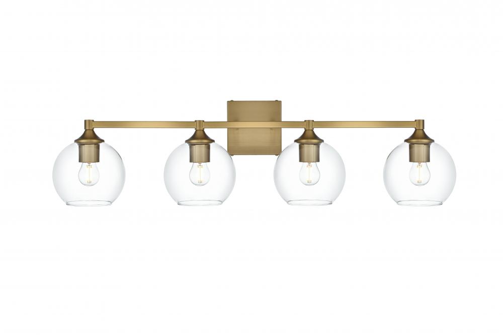 Wall sconce W32.8&#34;x E7.6&#34; x H8.9&#34;L4 Satin Gold frame with Clear glass