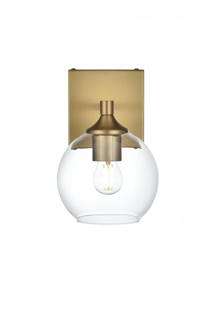 Wall sconce W5.9&#34;x E7.6&#34; x H8.9&#34;L1 Satin Gold frame with Clear glass