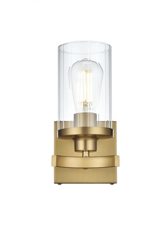 Wall sconce W4.7&#34;x E5.6&#34; x H9.8&#34;L1 Satin Gold frame with Clear glass