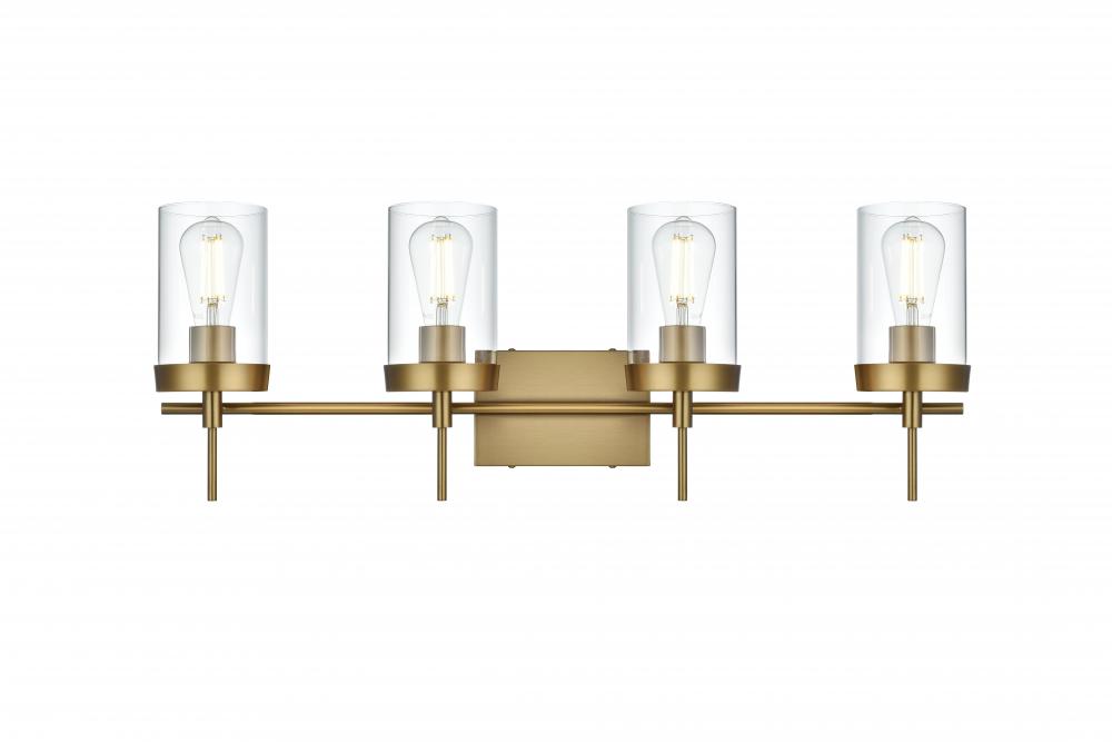Wall sconce W31.7&#34;x E5.8&#34; x H11.3&#34;L4 Satin Gold frame with Clear glass