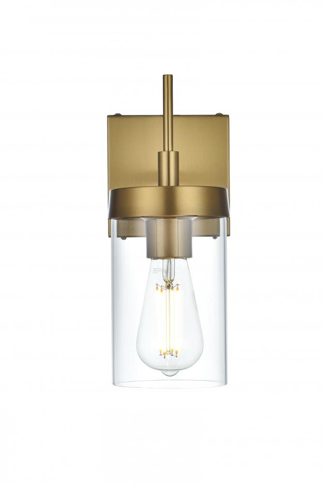 Wall sconce W4.7&#34;x E5.8&#34; x H11.3&#34;L1 Satin Gold frame with Clear glass