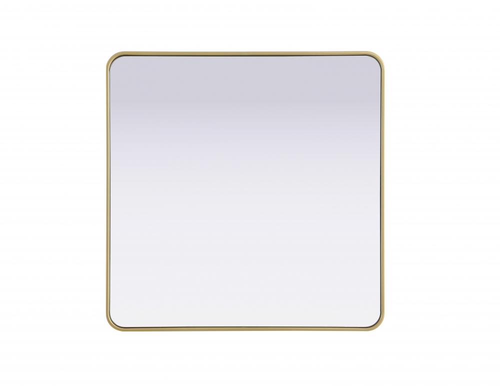 R Corner Mirror 36&#34;x36&#34;x2&#34; Brass