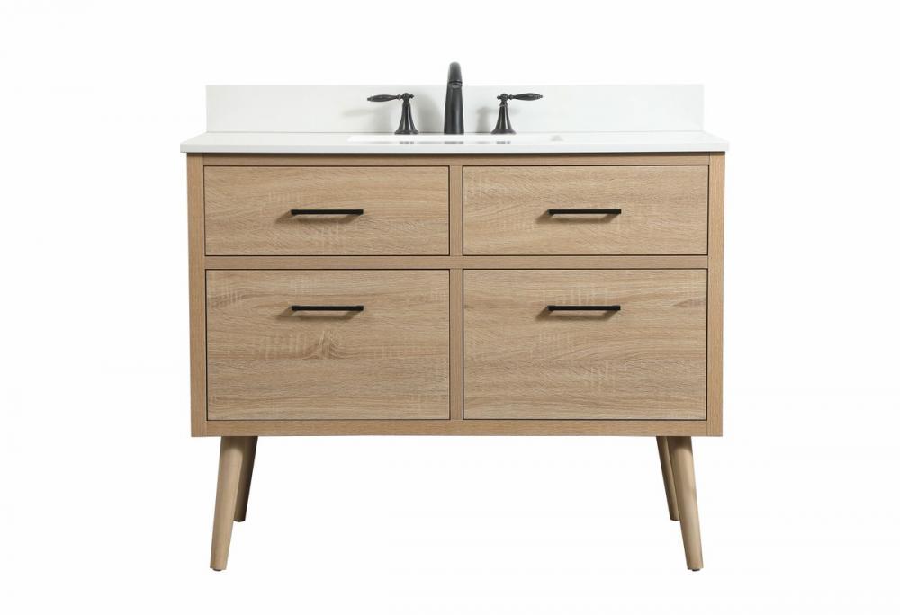 42 inch Single bathroom vanity in mango wood with backsplash