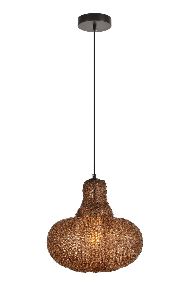 Finola Collection Pendant D11.8&#39;&#39; H12.6 Lt:1 Black and Coffee Finish