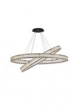 Elegant 3503D48BK - Monroe 48 inch LED oval double ring pendant in black