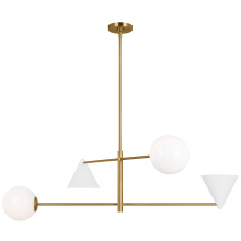 Visual Comfort & Co. Studio Collection AEC1094MWTBBS - Cosmo mid-century modern 4-light indoor dimmable extra large ceiling chandelier in burnished brass g