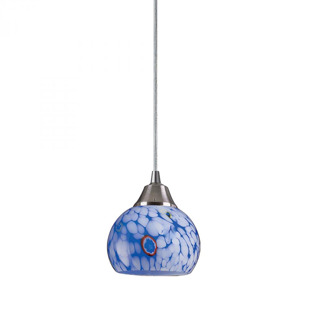 Mela 1 Light Pendant In Satin Nickel And Starbur